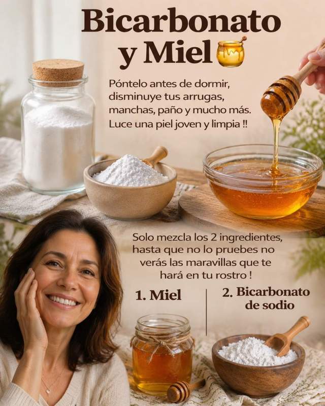Bicarbonato y miel: una combinación casera que muchas personas utilizan para el cuidado de la piel